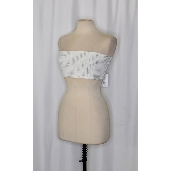 NWT!! WEWOREWHAT Crystal Bandeau Top Studded Rhinestones Bridal Glam Large - Picture 6 of 16